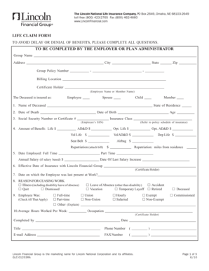 Lincoln Life Claim Form