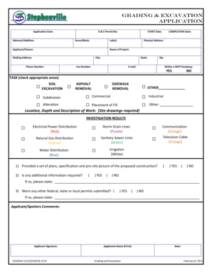 GRADING & EXCAVATION APPLICATION - The City of Stephenville - ci stephenville tx