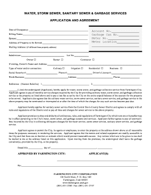 Farmington City Utility Services Application