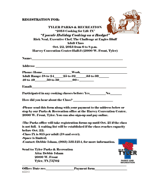 Holiday budget worksheet - REGISTRATION FOR - Tyler Parks and Recreation