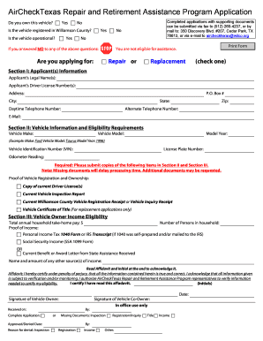 AirCheckTexas Repair and Retirement Assistance Program Application