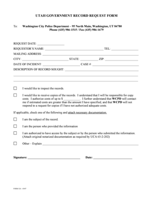Utah Government Record Request Form