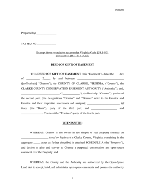 Deed of gift - This sample deed is provided to assist landowners and their attorneys in preparing deeds of easement to be conveyed to Virginia Outdoors Foundation VOF - clarkecounty