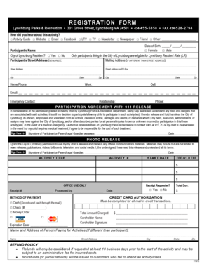 Lynchburg Parks & Recreation Registration Form
