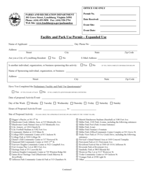 Facility and Park Use Permit