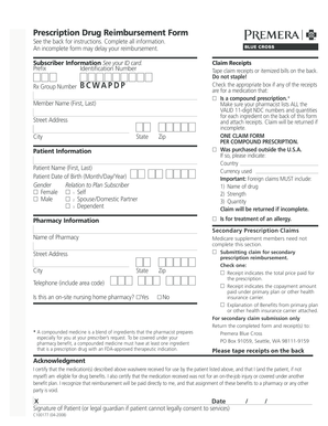 Prescription Drug Reimbursement Form