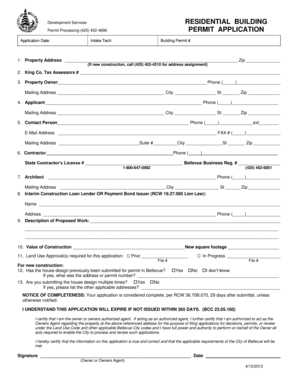 Bellevue Residential Building Permit Application