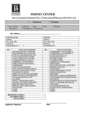 Permit Application for Mechanical and Plumbing