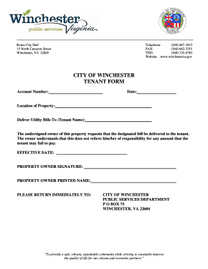 City of Winchester Tenant Form