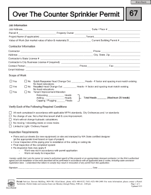 Over The Counter Sprinkler Permit