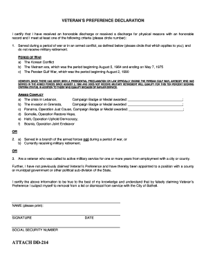 Veteran’s Preference Declaration