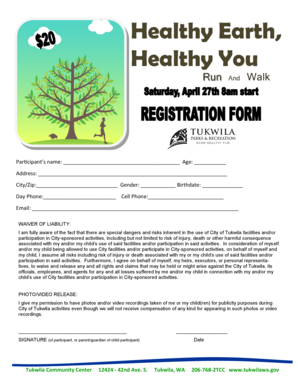 City of Tukwila Waiver of Liability and Photo/Video Release