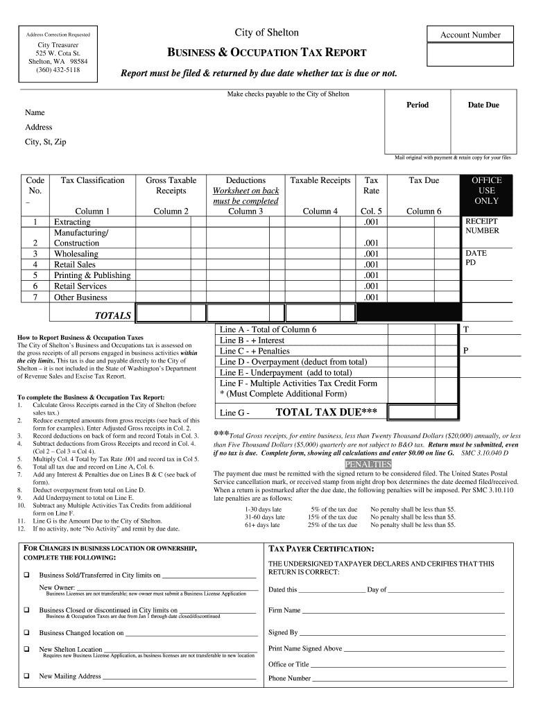 city of shelton b o tax Preview on Page 1.