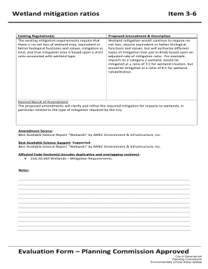 Wetland mitigation ratios Item 3-6 Evaluation Form Planning ... - ci sammamish wa