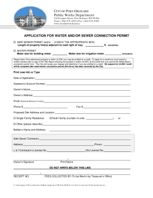 Water and Sewer Connection Permit Application