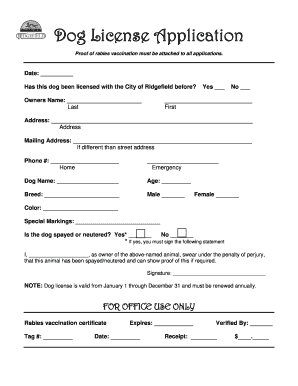 Dog License Application