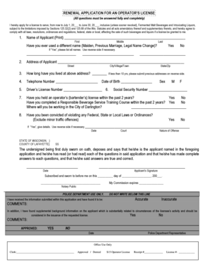 Wisconsin Operator's License Renewal Application