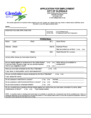 City of Glendale Employment Application