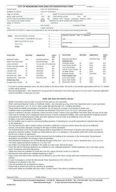City of Menomonie Park Shelter Reservation Form