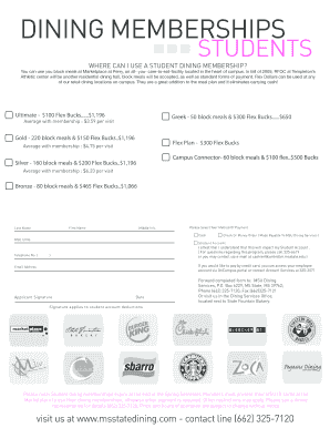 MSU Student Dining Membership Application