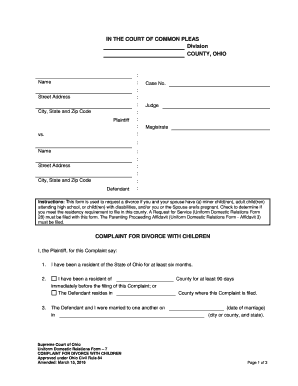 Ohio Divorce Complaint with Children