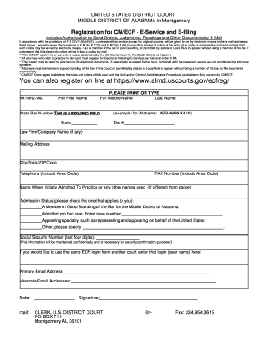 US District Court E-Filing Registration Form