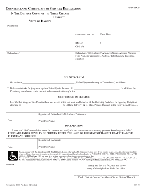 Hawaii Counterclaim Form