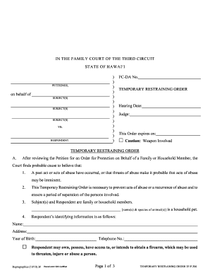 Hawaii Temporary Restraining Order
