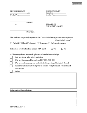 Report of Noncompliance