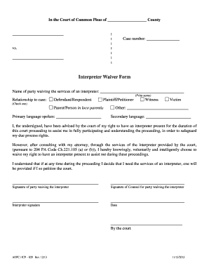Interpreter Waiver Form