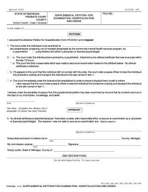 Supplemental Petition for Examination Hospitalization