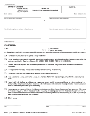 Michigan Disqualification/Reassignment Order