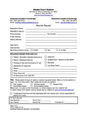 Alaska Court System Records Request Form