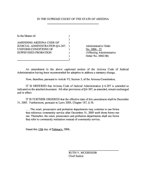 Arizona Uniform Conditions of Supervised Probation Form