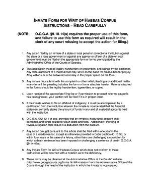 INMATE FORM FOR WRIT OF HABEAS CORPUS INSTRUCTIONS ... - georgiacourts