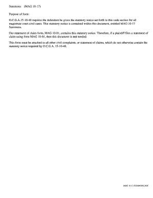 Georgia MAG 10-17 Summons