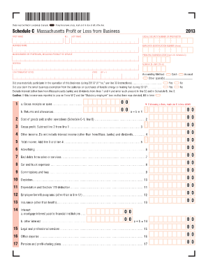 Massachusetts Schedule C Profit or Loss Form 2013