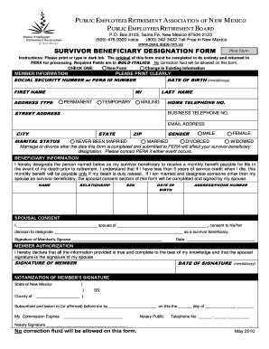 New Mexico Survivor Beneficiary Designation Form