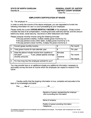 Employer's Certification of Wages