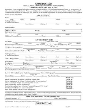 Sexual Assault Protection Order Application