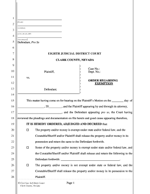 Order Regarding Exemption