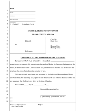 Opposition to Motion for Summary Judgment