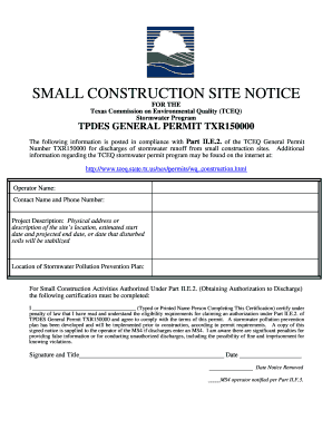 Texas Construction Site Stormwater Notice