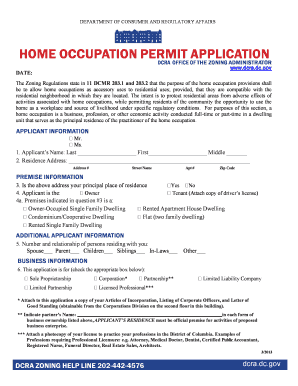 DC Home Occupation Permit Application