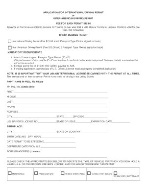 International Driving Permit Application