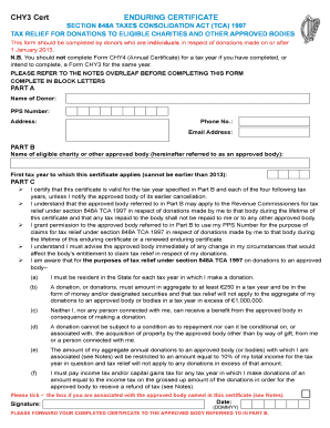 CHY3 Enduring Certificate for Donations