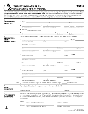 TSP-3 Designation of Beneficiary Form