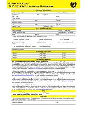 Gamma Iota Sigma Membership Application