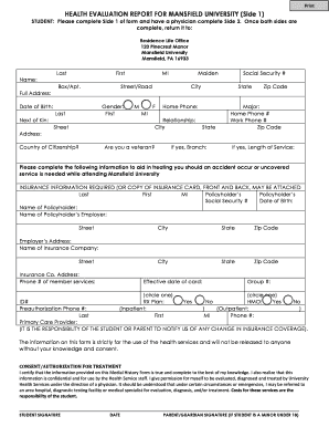 Mansfield University Health Evaluation Report
