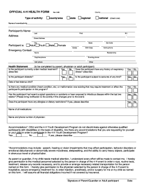 4-H Health Form
